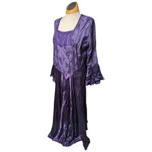 Vtg Y2K L'Pogee Purple Fairycore Renaissance Satin Lace Up Back Maxi Dress OS XL